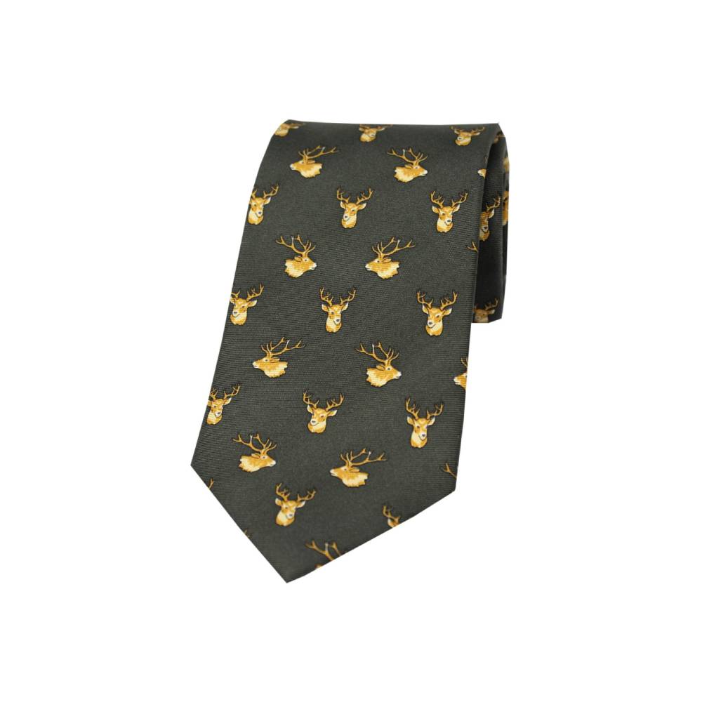 Soprano Stags Heads Country Silk Tie (Country Green)