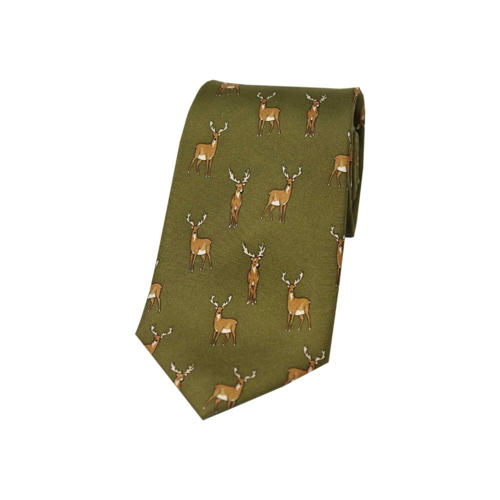 Soprano Standing Stag Country Silk Tie (Country Green)