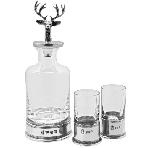 English Pewter Stag Head Decanter