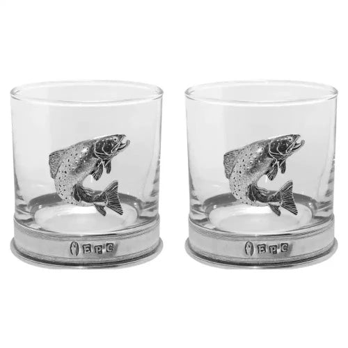 English Pewter Double Tumbler Trout