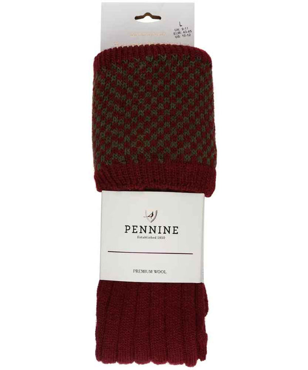 Pennine Penrith Wool Shooting Socks (Olive/Burgundy)