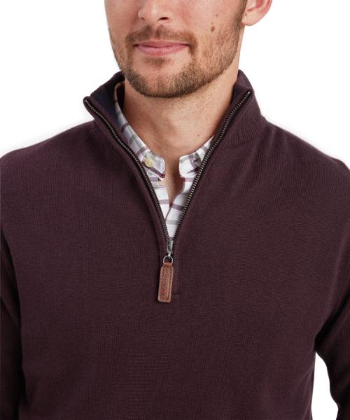 Schoffel Carlton Cotton Cashmere 1/4 Zip Jumper (Wine)