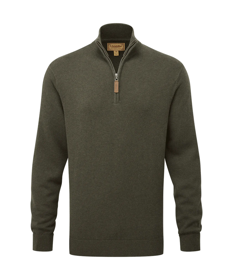 Schoffel Carlton Cotton Cashmere 1/4 Zip Jumper (Loden)