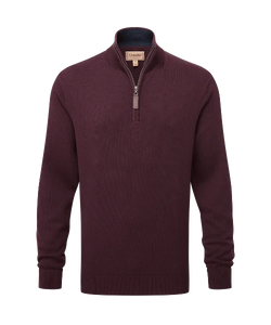 Schoffel Carlton Cotton Cashmere 1/4 Zip Jumper (Wine)