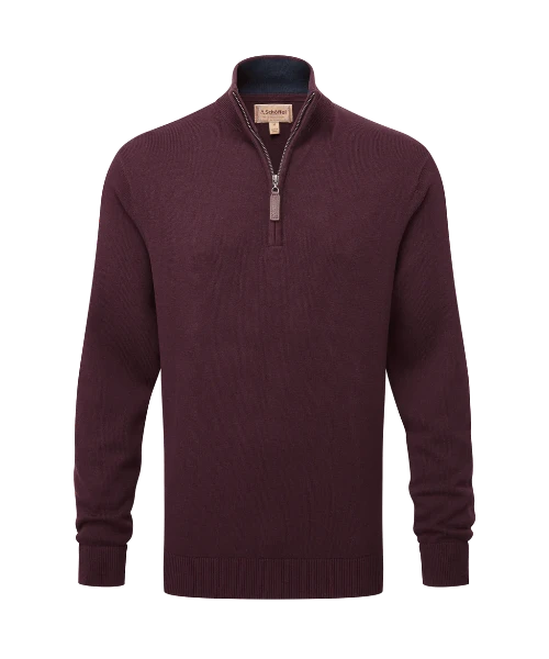 Schoffel Carlton Cotton Cashmere 1/4 Zip Jumper (Wine)