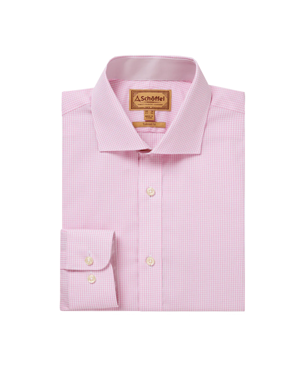 Schoffel Greenwich Tailored Shirt (Light Pink Micro Check)