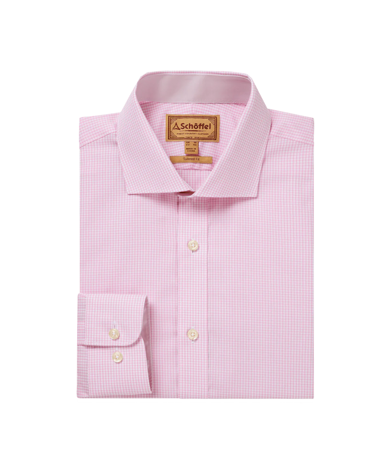 Schoffel Greenwich Tailored Shirt (Light Pink Micro Check)