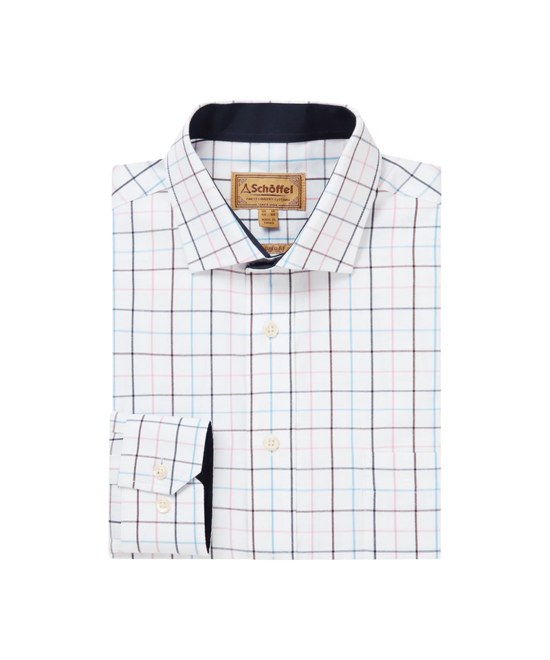 Schoffel Wells Tailored Shirt (Wine/Navy Check)