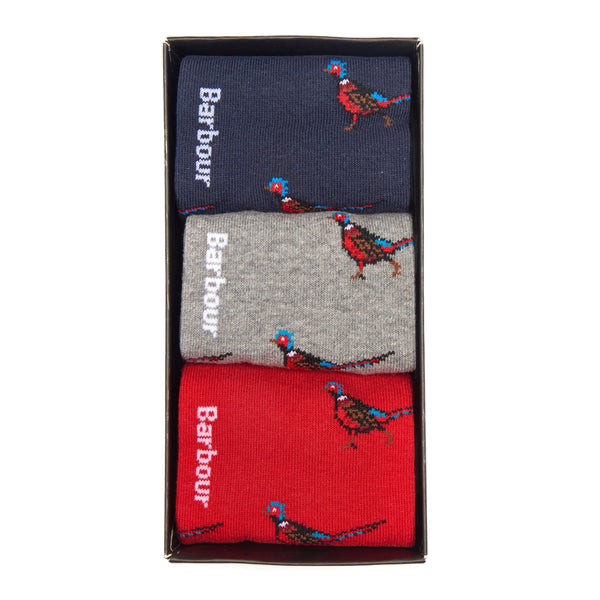 Pheasant Sock Giftbox (Red/Grey/Blue)