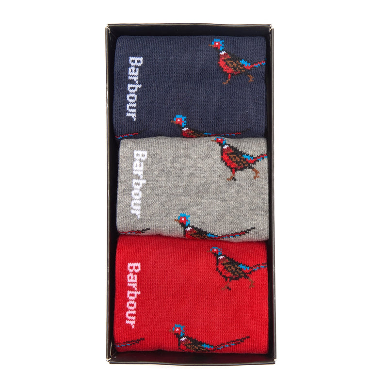 Pheasant Sock Giftbox - Red-Grey-Blue