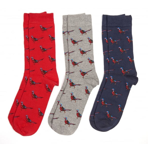 Pheasant Sock Giftbox (Red/Grey/Blue)