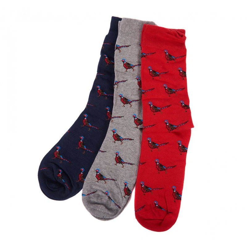 Pheasant Sock Giftbox - Red-Grey-Blue