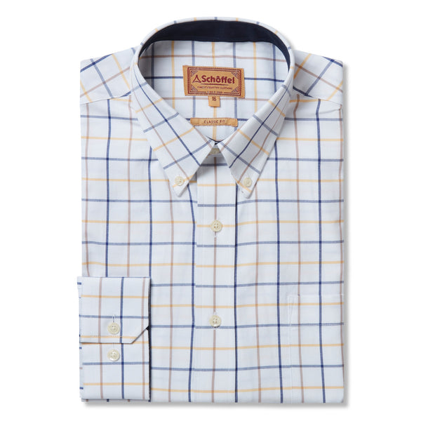 Schoffel Brancaster Shirt (Navy/Brown/Yellow) Wide