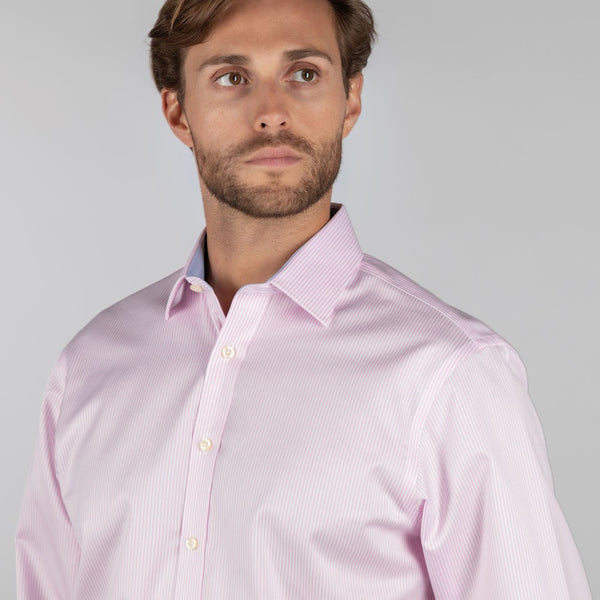 Greenwich Classic Shirt (Pale Pink Stripe)