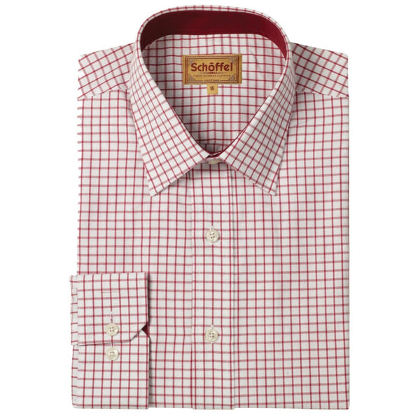 Schoffel Mens Cotton Checked Shirt Cambridge Red
