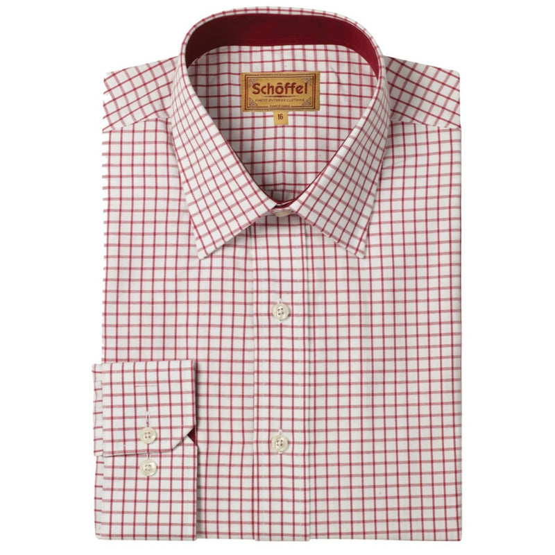 Schoffel Mens Cotton Checked Shirt Cambridge Red