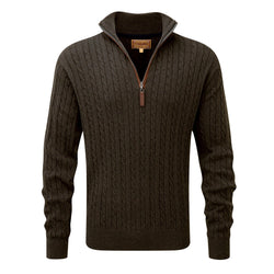 Cotton Cashmere Cable 1/4 Zip Jumper (Loden Green)