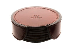 H J Hussey 6 Coasters in Leather Case