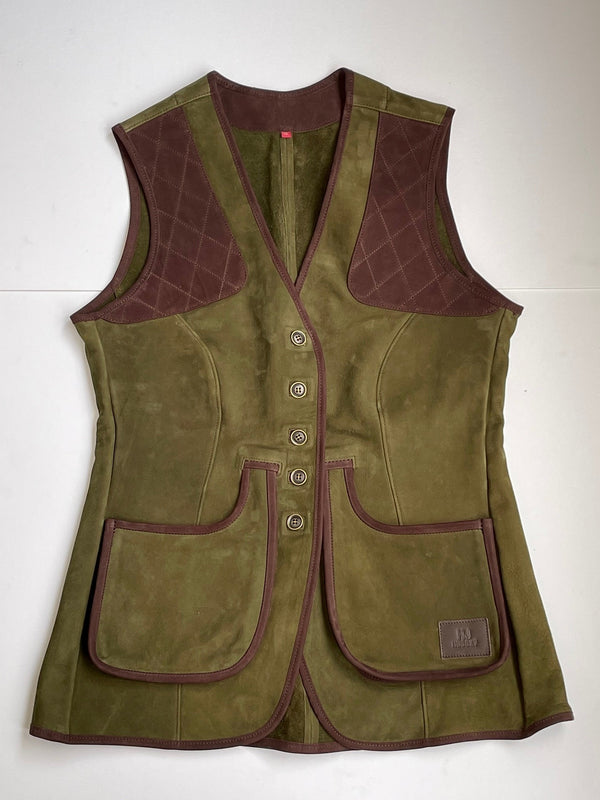 H J Hussey Ladies Shooting Vest (Green/Brown)