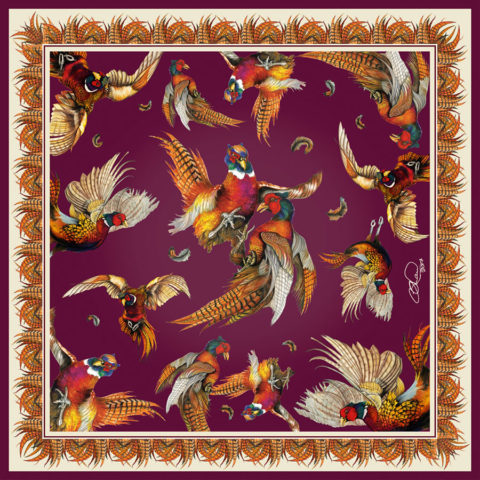 Large Square Silk Scarf 'Turf War' (Mulberry)