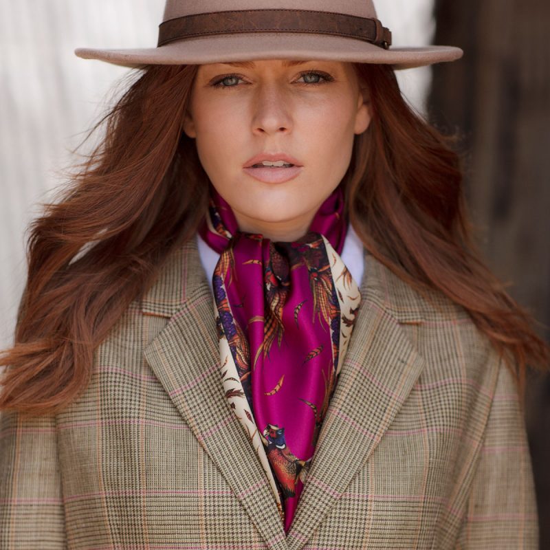 Narrow Silk Scarf 'George' (Magenta)