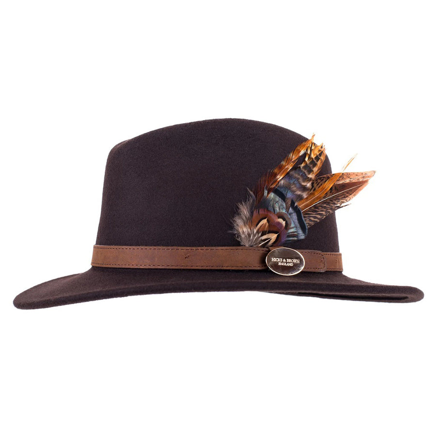 Suffolk Fedora Dark Brown (Gamebird Feather)