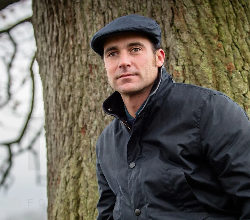 Barbour navy online flat cap