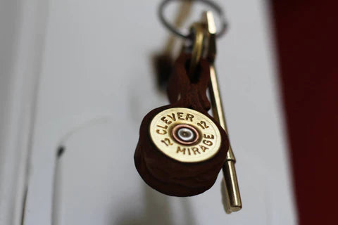 Shotgun Cartridge Key Ring With Leather Strap