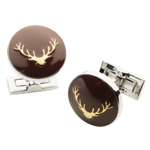 Laksen Stag Head Cufflinks (Burgundy)