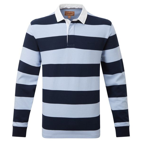 St Mawes Rugby Shirt - Navy/Pale Blue Stripe
