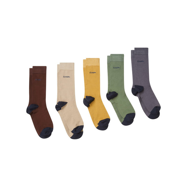 Schoffel Men's Bamboo Sock ( Box of 5 ) Logo Mustard Mix