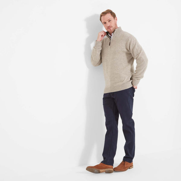 Lambswool 1/4 Zip Jumper  (Oat)