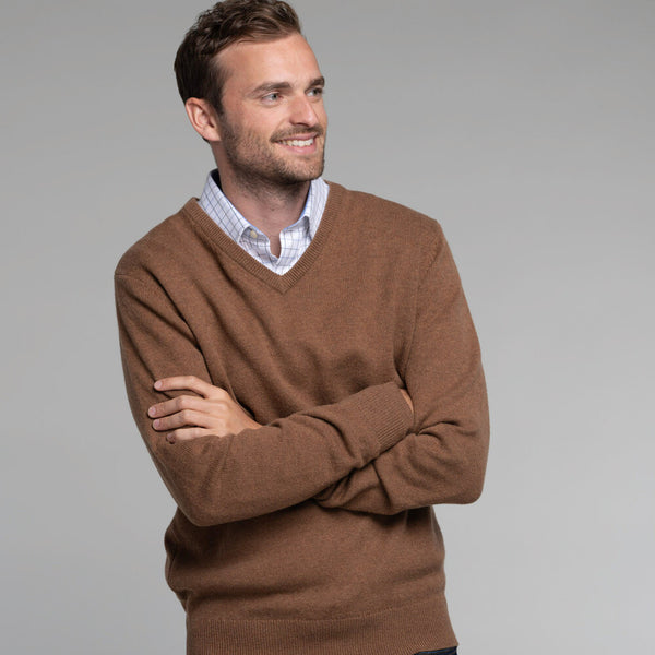 Lambswool V Neck (Toffee)